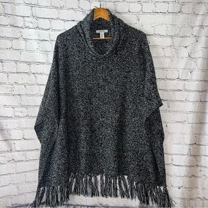 White House Black Market‎ Women’s Sweater Poncho with Fringe Detail